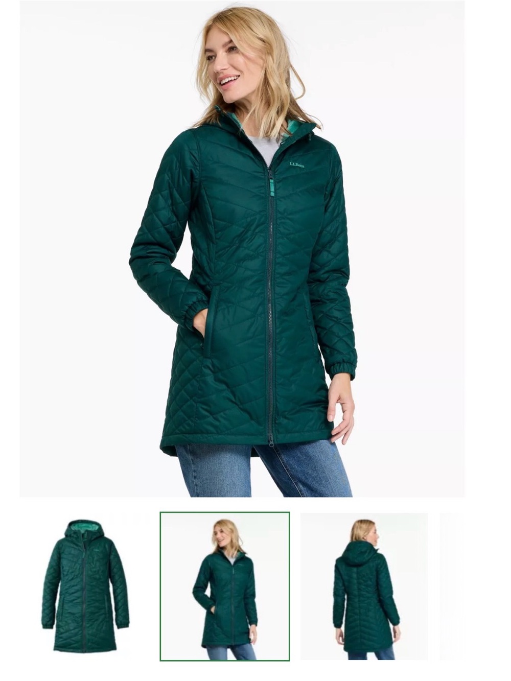 Columbia Women's Dark Teal Quilted Hooded Puffer Coat